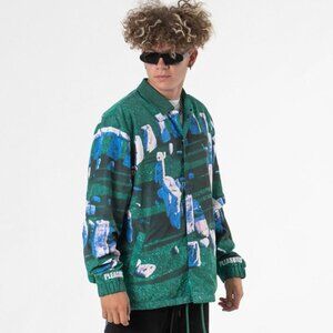 PLEASURES NOW Questions Coaches Jacket Green Stonehenge Size M / L